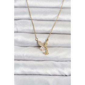 Clariss 316L Çelik Zincir Gold Renk Kelebek Model Kadın Kolye