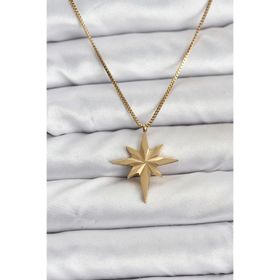Clariss 316L Çelik Zincir Gold Renk Kutup Yıldızı Model 60 cm Zincir Kadın Kolye