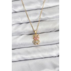 Clariss 316L Çelik Zincir Gold Renk Teddy Bear Model Zirkon Taşlı Kadın Kolye