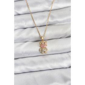Clariss 316L Çelik Zincir Gold Renk Teddy Bear Model Zirkon Taşlı Kadın Kolye