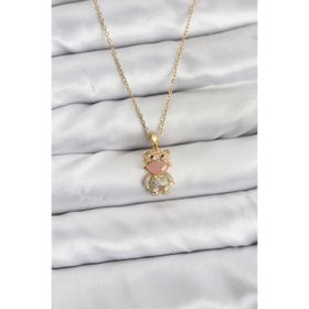 Clariss 316L Çelik Zincir Gold Renk Teddy Bear Model Zirkon Taşlı Kadın Kolye