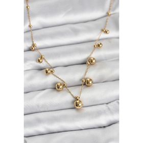 Clariss 316L Çelik Zincir Gold Renk Topçuklu Kolye