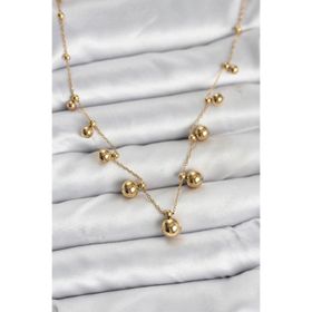 Clariss 316L Çelik Zincir Gold Renk Topçuklu Kolye