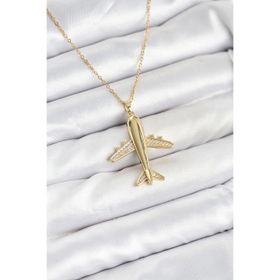 Clariss 316L Çelik Zincir Gold Renk Uçak Model Kadın Kolye