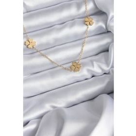 Clariss 316L Çelik Zincir Gold Renk Yonca Model Kadın Kolye