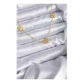 Clariss 316L Çelik Zincir Gold Renk Yonca Model Kadın Kolye