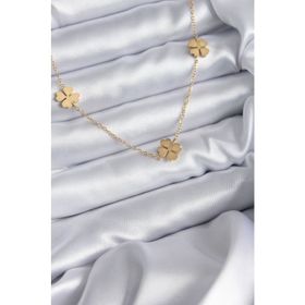 Clariss 316L Çelik Zincir Gold Renk Yonca Model Kadın Kolye
