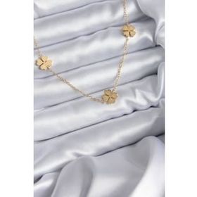 Clariss 316L Çelik Zincir Gold Renk Yonca Model Kadın Kolye