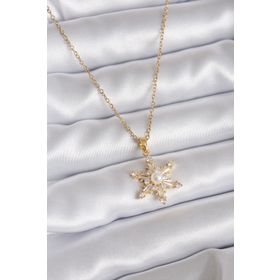 Clariss 316L Çelik Zincir Gold Renk Zirkon Taşlı Kutup Yıldızı Model İnci Detay Kadın Kolye