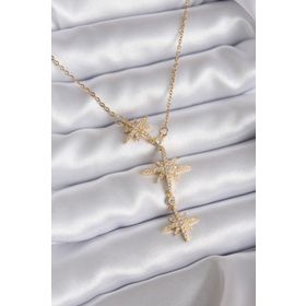 Clariss 316L Çelik Zincir Gold Renk Zirkon Taşlı Kutup Yıldızı Model Kadın Kolye