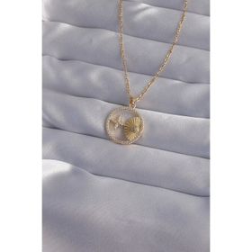 Clariss 316L Çelik Zincir Gold Renk Zirkon Taşlı Yıldız Figürlü Oval Kolye