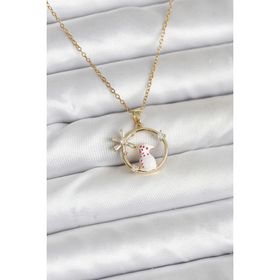 Clariss 316L Çelik Zincir Gold Zirkon Taşlı Yılbaşı Temalı Kadın Kolye