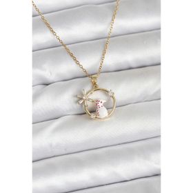 Clariss 316L Çelik Zincir Gold Zirkon Taşlı Yılbaşı Temalı Kadın Kolye