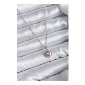Clariss 316L Çelik Zincir Gümüş Renk Pembe Zirkon Taş Charm Model Kadın Kolye