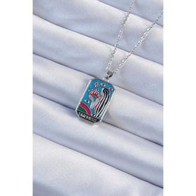 Clariss 316L Çelik Zincir Gümüş Renk Taç ve Kız Figürlü Renkli Mineli Tarot Kolye