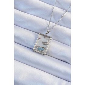 Clariss 316L Çelik Zincir Gümüş Renk Zirkon Taşlı Ay Figürlü Tarot Kolye