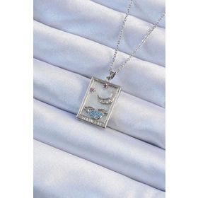 Clariss 316L Çelik Zincir Gümüş Renk Zirkon Taşlı Ay Figürlü Tarot Kolye