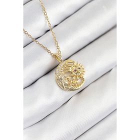 Clariss 316L Çelik Zirkon Taşlı Ay Ve Güneş Model Gold Renk Kadın Kolye