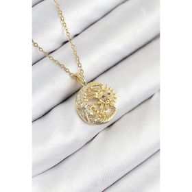 Clariss 316L Çelik Zirkon Taşlı Ay Ve Güneş Model Gold Renk Kadın Kolye