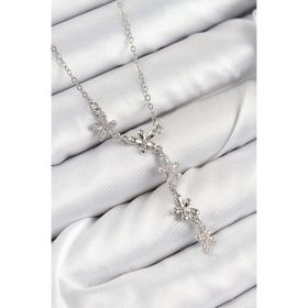 Clariss 316L Çelik Zirkon Taşlı Çiçek Model Gümüş Renk Kadın Kolye