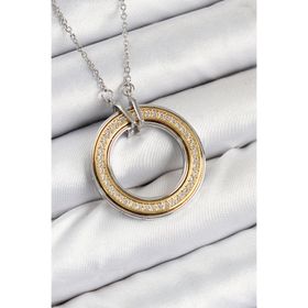 Clariss 316L Çelik Zirkon Taşlı Dönen Daire Model Gold Ve Gümüş Renk Kadın Kolye
