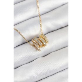 Clariss 316L Çelik Zirkon Taşlı Sarmal Model Gold Renk Kadın Kolye