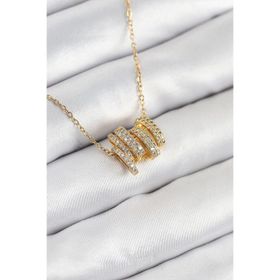 Clariss 316L Çelik Zirkon Taşlı Sarmal Model Gold Renk Kadın Kolye