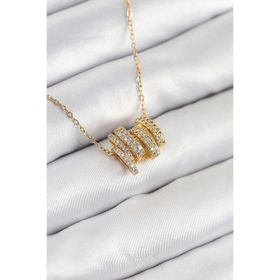 Clariss 316L Çelik Zirkon Taşlı Sarmal Model Gold Renk Kadın Kolye