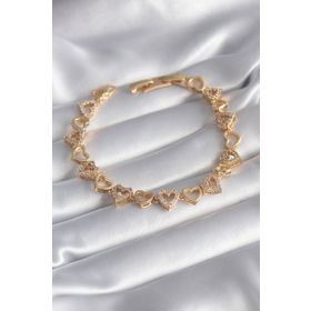 Clariss 316L Kalp Model VIP Seri Çelik Gold Renk Zirkon Taşlı Kadın Bileklik