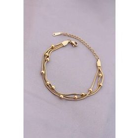 Clariss 316L Kararmaz Çelik Gold Renk Top Zincirli Kadın Bileklik