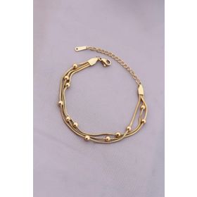 Clariss 316L Kararmaz Çelik Gold Renk Top Zincirli Kadın Bileklik