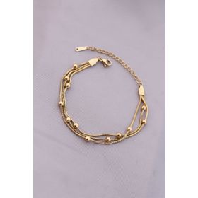 Clariss 316L Kararmaz Çelik Gold Renk Top Zincirli Kadın Bileklik