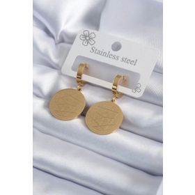 Clariss 316L Pentagram Yıldızı İşleme Model Çelik Gold Renk Kadın Küpe