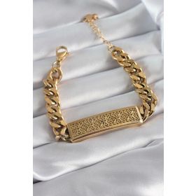 Clariss 316L Zincir Model Çelik Gold Renk Motif İşleme Kadın Bileklik