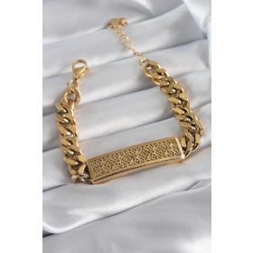 Clariss 316L Zincir Model Çelik Gold Renk Motif İşleme Kadın Bileklik