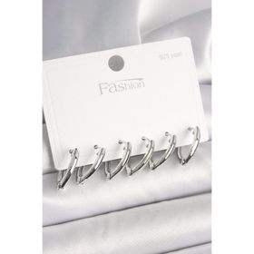 Clariss 925 Ayar Gümüş Çivi Pirinç Gümüş Renk Üçgen Model Kadın Küpe Seti