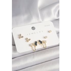 Clariss 925 Ayar Gümüş Çivi Pirinç Gümüş Renk Zirkon Taşlı Kelebek Model Kadın Küpe Seti