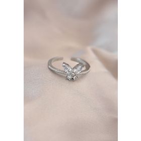Clariss Ayarlamalı Gümüş Renk Metal Zirkon Taş ve Kristal Taşlı Kelebek Model Yüzük