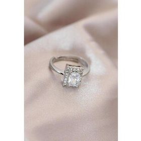Clariss Ayarlamalı Silver Renk Metal Zirkon ve Kristal Taşlı Dikdörtgen Model Yüzük
