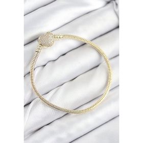 Clariss BB5525 Gold Renk Zirkon Taşlı Kalp Model Pirinç Charm Kadın Bileklik