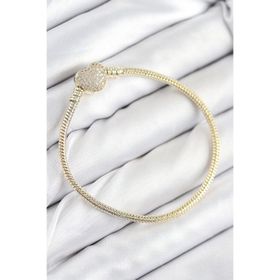 Clariss BB5525 Gold Renk Zirkon Taşlı Kalp Model Pirinç Charm Kadın Bileklik