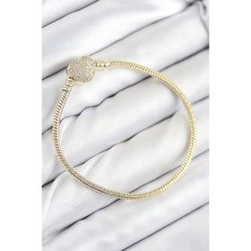 Clariss BB5525 Gold Renk Zirkon Taşlı Kalp Model Pirinç Charm Kadın Bileklik