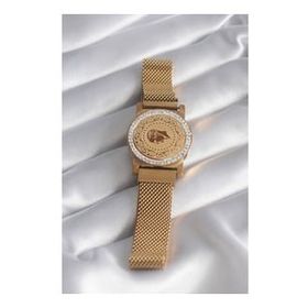 Clariss BB5820 316L Çeyrek Altın Model Çelik Gold Renk Mıknatıslı Hasır Zirkon Taşlı Kadın Bileklik