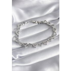 Clariss BB5848 316L Kalp Model VIP Seri Çelik Gümüş Renk Zirkon Taşlı Kadın Bileklik