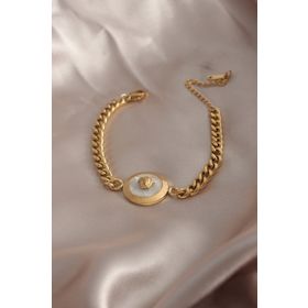 Clariss BB5942 316L Çelik Gold Renk Kalın Zincir Model Kadın Bileklik