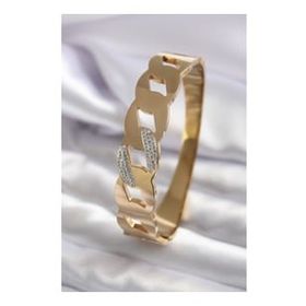 Clariss BJ-BB5033 316L Çelik Gold Renk Kare Zincir Model Mavi Kristal Taş Detay Zirkon Taşlı Kadın Kelepçe