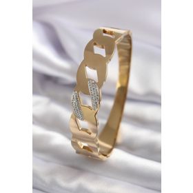 Clariss BJ-BB5033 316L Çelik Gold Renk Kare Zincir Model Mavi Kristal Taş Detay Zirkon Taşlı Kadın Kelepçe