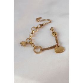 Clariss BJ-BB5457 316L Çelik Gold Renk 2'li Zincir Model Zirkon Taş Detay Kadın Bileklik