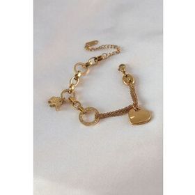 Clariss BJ-BB5457 316L Çelik Gold Renk 2'li Zincir Model Zirkon Taş Detay Kadın Bileklik