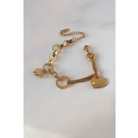 Clariss BJ-BB5457 316L Çelik Gold Renk 2'li Zincir Model Zirkon Taş Detay Kadın Bileklik